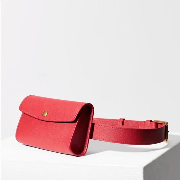 Aritzia Bags Aritzia Auxiliary Leather Snap Belt Bag In Red Poshmark